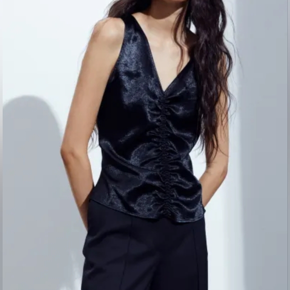 unbranded Tops - H&M top rushed satin top black sizes M, L, XL BNWT